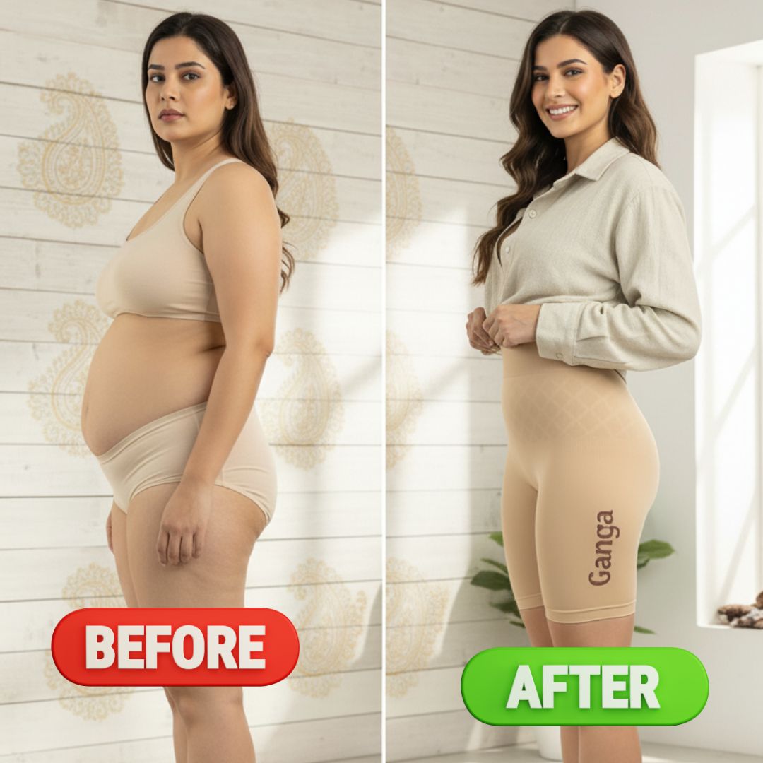 Premium Women’s High Waist Shapewear | Tummy Control, Anti - Rolling & All - Day Comfort (Beige) - Ganga Store